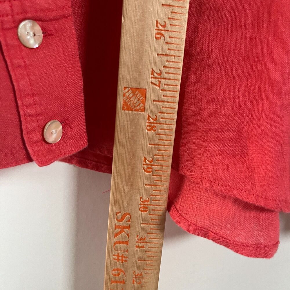 Lilly Pulitzer‎ 100% Linen Button Up Shirt Coral XL Stevey Relaxed Lightweight - Picture 6 of 11